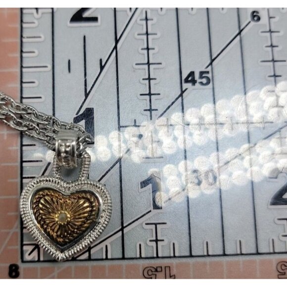 Camellia Necklace Etched Diamond Yellow Gold Rhodium-plated Silver Tone 18" - Picture 11 of 11